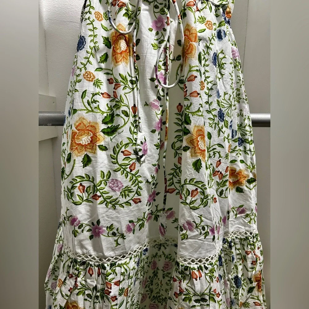 Farm Rio Off-White Folk Floral Lace Midi Dress. L. NWT. - Picture 8 of 14